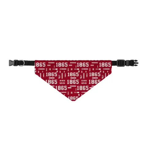 Shaw 1865 Crimson & White Clip-on Pet Bandana — front view