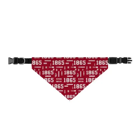 Shaw 1865 Crimson & White Clip-on Pet Bandana — front view