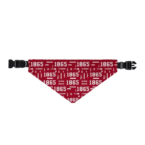 Shaw 1865 Crimson & White Clip-on Pet Bandana — front view