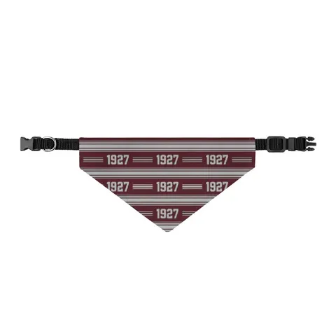 Texas Southern 1927 Maroon & Grey Clip-on Pet Bandana — front view