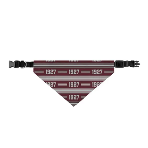 Texas Southern 1927 Maroon & Grey Clip-on Pet Bandana — front view