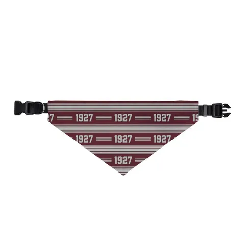 Texas Southern 1927 Maroon & Grey Clip-on Pet Bandana — front view