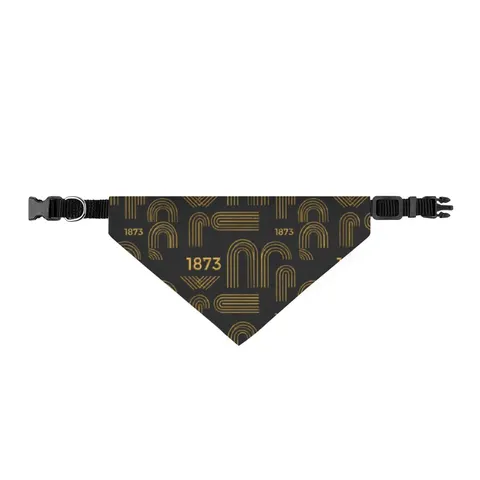 UAPB 1873 Black & Gold Arc Pattern Clip-on Pet Bandana — front view
