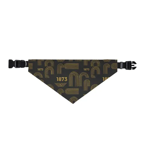 UAPB 1873 Black & Gold Arc Pattern Clip-on Pet Bandana — front view