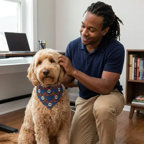 Virginia State 1882 Orange & Blue Clip-on Pet Bandana