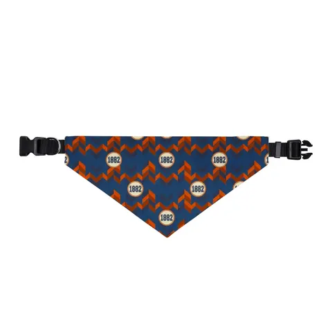 Virginia State 1882 Orange & Blue Clip-on Pet Bandana — front view