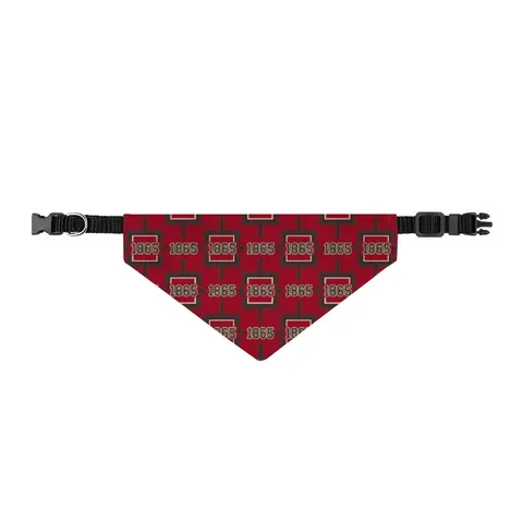 Virginia Union 1865 Crimson & Black Clip-on Pet Bandana — front view