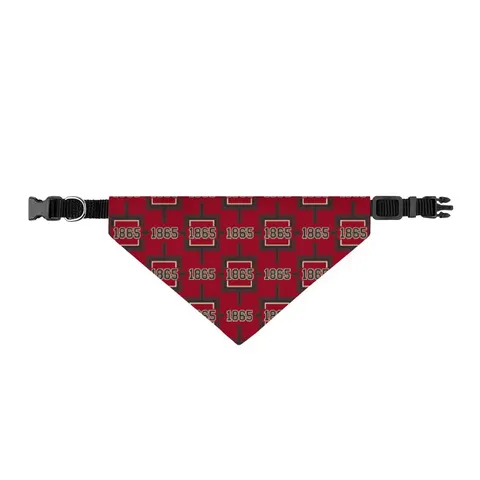 Virginia Union 1865 Crimson & Black Clip-on Pet Bandana — front view