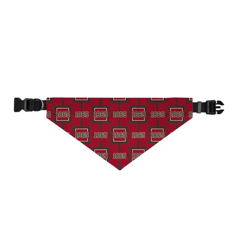 Virginia Union 1865 Crimson & Black Clip-on Pet Bandana — front view