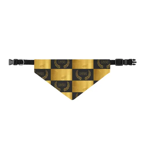 West Virginia State 1891 Black & Gold Clip-on Pet Bandana — front view