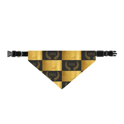 West Virginia State 1891 Black & Gold Clip-on Pet Bandana — front view