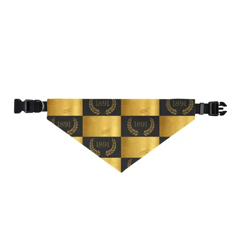 West Virginia State 1891 Black & Gold Clip-on Pet Bandana — front view