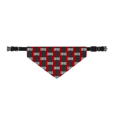Winston-Salem State 1892 Red & Black Clip-on Pet Bandana — front view