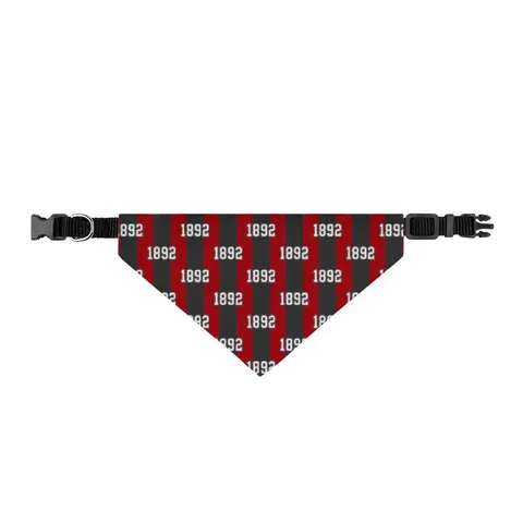 Winston-Salem State 1892 Red & Black Clip-on Pet Bandana — front view