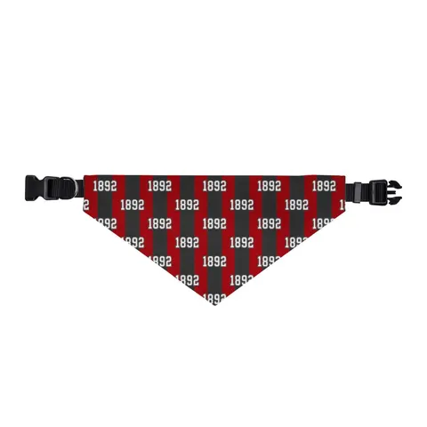 Winston-Salem State 1892 Red & Black Clip-on Pet Bandana — front view