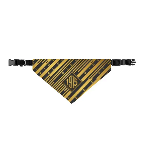 Xavier 1915 Gold & Black Clip-on Pet Bandana — front view
