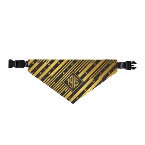 Xavier 1915 Gold & Black Clip-on Pet Bandana — front view