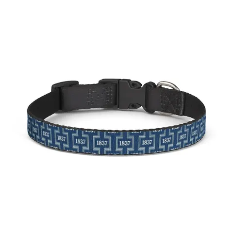 Cheyney 1837 Blue & White Clip-on Pet Collar — front view