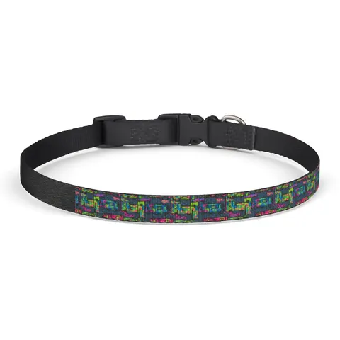 The Bronx Graffiti Train Panels Clip-on Pet Collar — front view