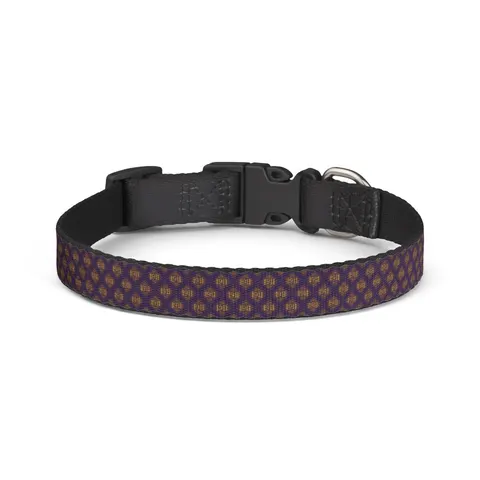 Omega 1911 Purple & Gold Glow Clip-on Pet Collar — front view