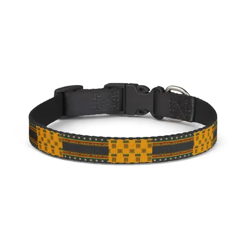 Faith Flag Afro-Spiritual Cowrie & Kente Clip-on Pet Collar — front view