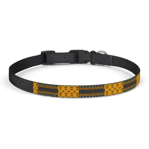 Faith Flag Afro-Spiritual Cowrie & Kente Clip-on Pet Collar — front view
