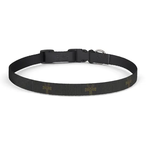 Faith Flag Ankh Gold on Black Clip-on Pet Collar — front view