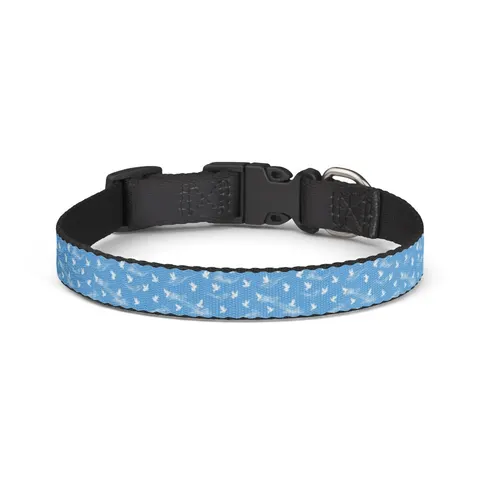 Faith Flag Dove on Sky Blue Clip-on Pet Collar — front view