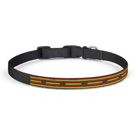 Rasta Flag Red Gold Green with Black Lion Clip-on Pet Collar — front view