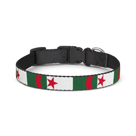 Algeria Green White Red Crescent Clip-on Pet Collar — front view