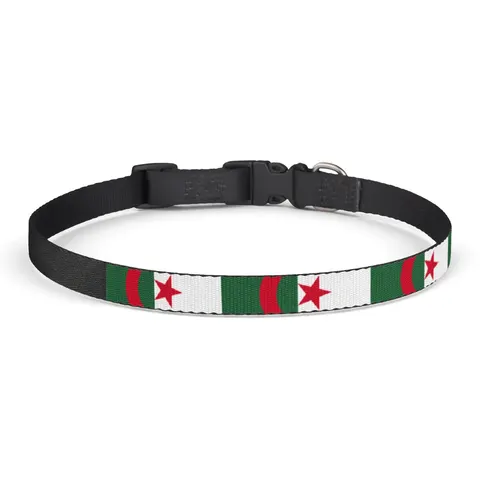 Algeria Green White Red Crescent Clip-on Pet Collar — front view