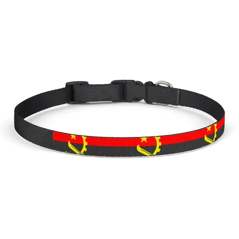 Angola Red Black & Emblem Clip-on Pet Collar — front view