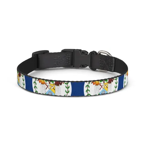 Belize Blue Red Emblem Clip-on Pet Collar — front view