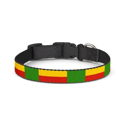 Benin Green Yellow Red Block Clip-on Pet Collar — front view