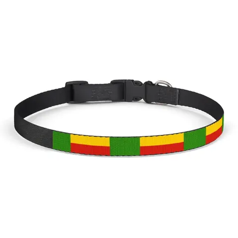 Benin Green Yellow Red Block Clip-on Pet Collar — front view