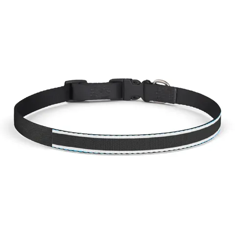 Botswana Blue & Black Stripe Clip-on Pet Collar — front view