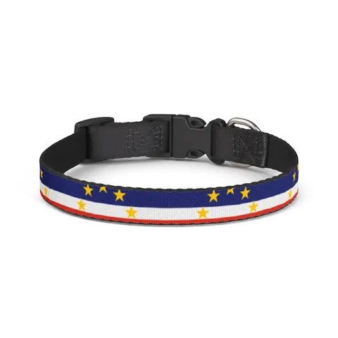 Cabo Verde Blue Stripe & Stars Clip-on Pet Collar — front view