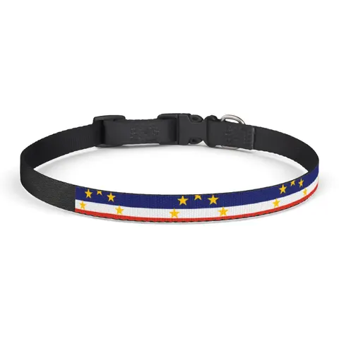 Cabo Verde Blue Stripe & Stars Clip-on Pet Collar — front view