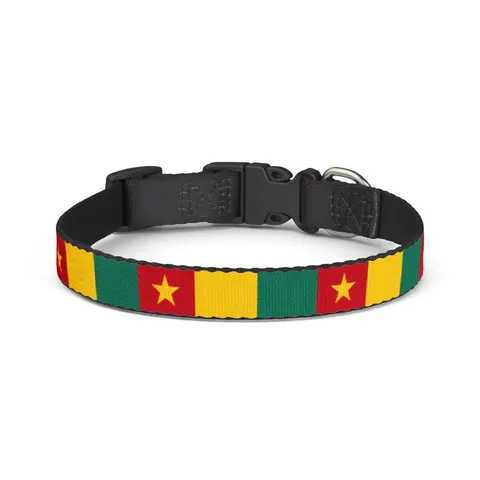 Cameroon Green Red Yellow Star Clip-on Pet Collar — front view