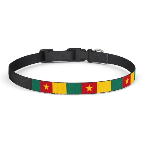 Cameroon Green Red Yellow Star Clip-on Pet Collar — front view