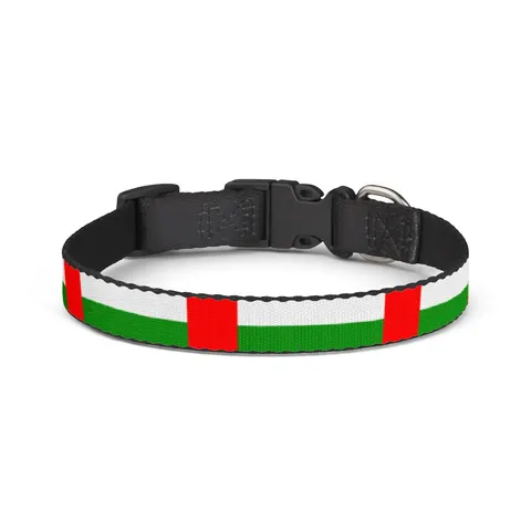 Central African Republic Stripes & Red Cross Clip-on Pet Collar — front view