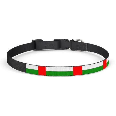 Central African Republic Stripes & Red Cross Clip-on Pet Collar — front view
