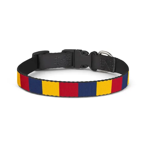 Chad Blue Yellow Red Clip-on Pet Collar — front view