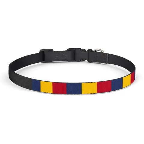 Chad Blue Yellow Red Clip-on Pet Collar — front view