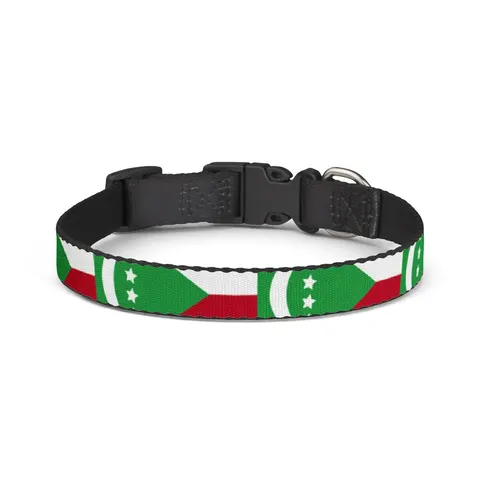 Comoros Green Triangle & Stripes Clip-on Pet Collar — front view