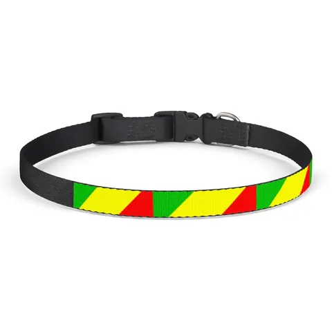 Republic of the Congo Diagonal Tricolor Clip-on Pet Collar — front view