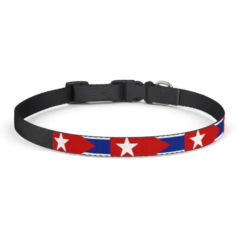 Cuba Blue Stripes & Red Triangle Clip-on Pet Collar — front view