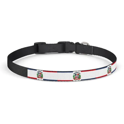 Dominican Republic Cross & Quarters Clip-on Pet Collar — front view
