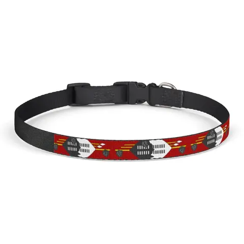 Eswatini Blue Red Yellow Shield Clip-on Pet Collar — front view
