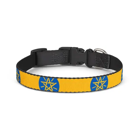 Ethiopia Green Yellow Red Clip-on Pet Collar — front view